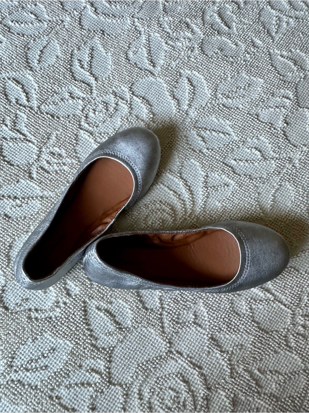 Lucky Brand Pewter Metallic Emmie Leather Ballet Everyday Classic Flats 8.5 - Picture 9 of 10